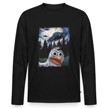 Cool funny penguin - Men's Premium Organic Long Sleeve Shirt - black - Front - Nico (187cm)