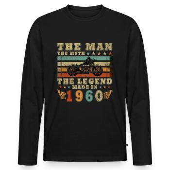 Légende depuis les années 1960 Cadeau d’anniversaire moto - T-shirt manches longues Premium bio Homme - noir - Devant - Nico (187cm)