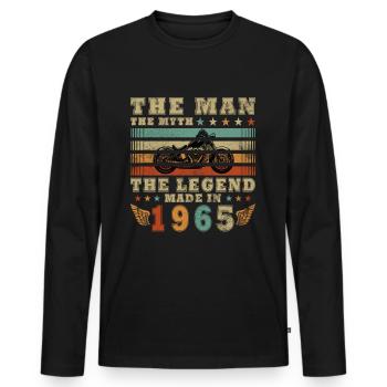 Légende du motard depuis 1965 - T-shirt manches longues Premium bio Homme - noir - Devant - Nico (187cm)