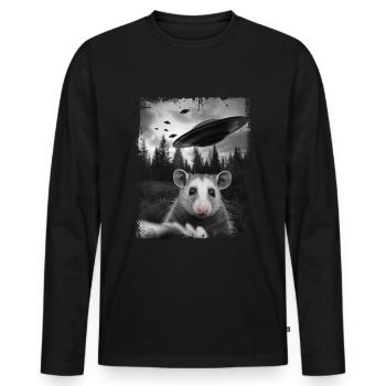 Funny Opossum Possum Weird Stuff Meme Design - Men's Premium Organic Long Sleeve Shirt - black - Front - Nico (187cm)