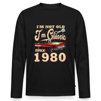 Voiture de collection 1980 Millésime 1980 45ème anniversaire 1980 - T-shirt manches longues Premium bio Homme - noir - Devant - Nico (187cm)