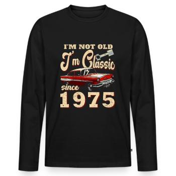 50ème Anniversaire Voiture Classique 1975 Millésime 1975 - T-shirt manches longues Premium bio Homme - noir - Devant - Nico (187cm)