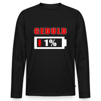 Geduld 1% Akku leer - Männer Premium Bio Langarmshirt - Schwarz - Vorne - Nico (187cm)