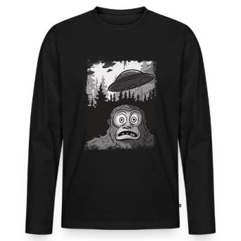 Drôle Gorille OVNI Trucs étranges Mème - T-shirt manches longues Premium bio Homme - noir - Devant - Nico (187cm)