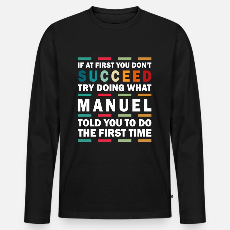 Name Manuel - Männer Premium Bio Langarmshirt - Schwarz