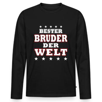 Bester BRUDER der Welt - Männer Premium Bio Langarmshirt - Schwarz - Vorne - Nico (187cm)