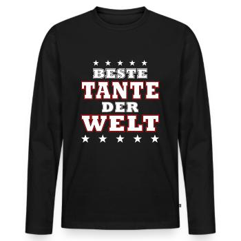 Die Beste Tante der Welt - Tante - Tanten - coole - Männer Premium Bio Langarmshirt - Schwarz - Vorne - Nico (187cm)