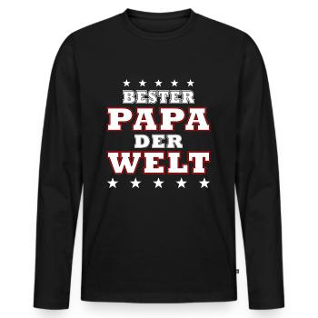 bester Papa der Welt - Männer Premium Bio Langarmshirt - Schwarz - Vorne - Nico (187cm)