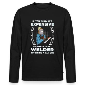 Welding Metal Construction Metal Worker Welder - Men's Premium Organic Long Sleeve Shirt - black - Front - Nico (187cm)