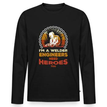 Soudeurs Métallurgistes Soudeurs Soudeurs Soudure - T-shirt manches longues Premium bio Homme - noir - Devant - Nico (187cm)