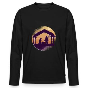Enfant Jésus Crèche Cadeau de Noël - T-shirt manches longues Premium bio Homme - noir - Devant - Nico (187cm)
