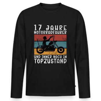 Moto 17 Biker - Männer Premium Bio Langarmshirt - Schwarz - Vorne - Nico (187cm)