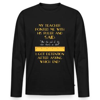 Lehrer unterrichten Idioten / Lustiger Spruch - Männer Premium Bio Langarmshirt - Schwarz - Vorne - Nico (187cm)