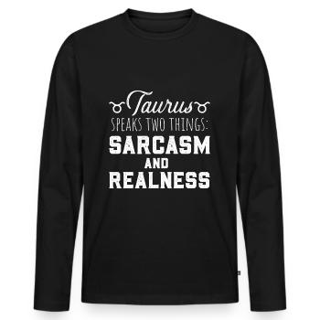 Astrologie Stier Taurus Sternzeichen Weiß - Männer Premium Bio Langarmshirt - Schwarz - Vorne - Nico (187cm)