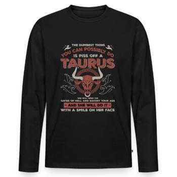Stier Taurus Sternzeichen - Männer Premium Bio Langarmshirt - Schwarz - Vorne - Nico (187cm)