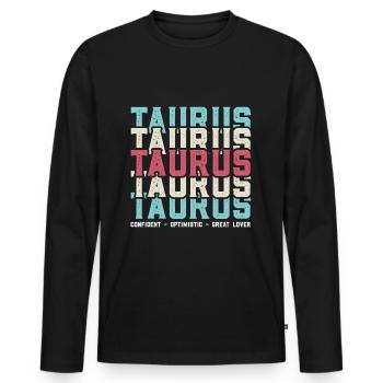 Lustiger Sternzeichen Stier Spruch - Männer Premium Bio Langarmshirt - Schwarz - Vorne - Nico (187cm)