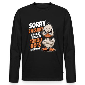 Duck 60th Birthday - Men's Premium Organic Long Sleeve Shirt - black - Front - Nico (187cm)
