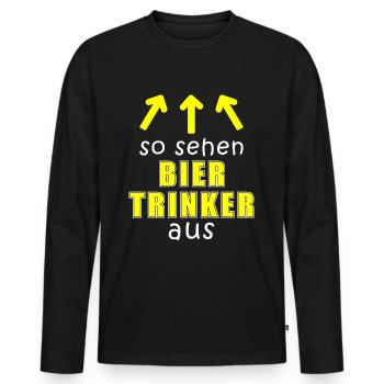 So gut sehen Biertrinker aus Pfeil auf Kopf Party - Männer Premium Bio Langarmshirt - Schwarz - Vorne - Nico (187cm)