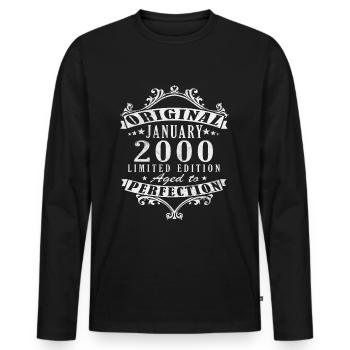 Birthday January 2000 - Gift January 2000 - Men's Premium Organic Long Sleeve Shirt - black - Front - Nico (187cm)