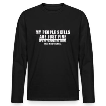 Mes compétences relationnelles sont très bien - T-shirt manches longues Premium bio Homme - noir - Devant - Nico (187cm)