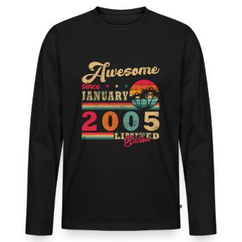 January 2005 - January 2005 Anniversary Gift - Men's Premium Organic Long Sleeve Shirt - black - Front - Nico (187cm)