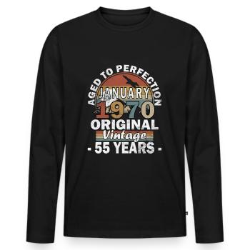 55th Birthday Vintage January 1970 Cassette 1970 - Men's Premium Organic Long Sleeve Shirt - black - Front - Nico (187cm)
