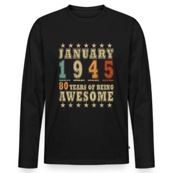 80. Geburtstag Original Januar 1945 Jahrgang 45 - Männer Premium Bio Langarmshirt - Schwarz - Vorne - Nico (187cm)