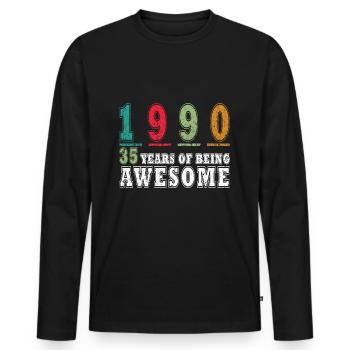 Vintage Depuis 1990 Vintage 35ème Cadeau d’Anniversaire - T-shirt manches longues Premium bio Homme - noir - Devant - Nico (187cm)