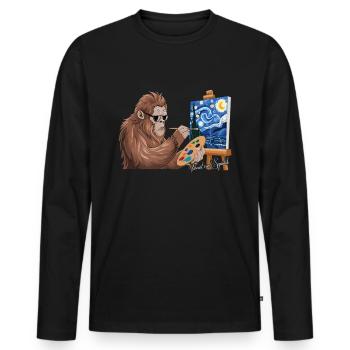 Van Gogh Sternennacht Nuit étoilée Bigfoot - T-shirt manches longues Premium bio Homme - noir - Devant - Nico (187cm)