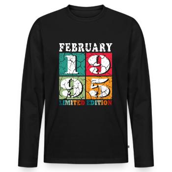 Février 1995 Jubilé Février 1995 Février - T-shirt manches longues Premium bio Homme - noir - Devant - Nico (187cm)