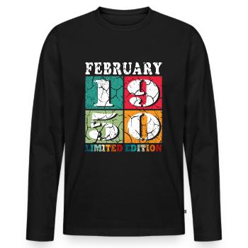 Février 1950 Jubilé Février 1950 Février - T-shirt manches longues Premium bio Homme - noir - Devant - Nico (187cm)
