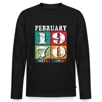 Février 1970| Février 1970 Jubilé 1970 - T-shirt manches longues Premium bio Homme - noir - Devant - Nico (187cm)