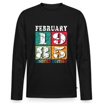 Février 1985| Février 1985 Jubilé 1985 - T-shirt manches longues Premium bio Homme - noir - Devant - Nico (187cm)