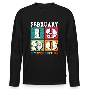 Millésime Février 1990 Anniversaire Février - T-shirt manches longues Premium bio Homme - noir - Devant - Nico (187cm)