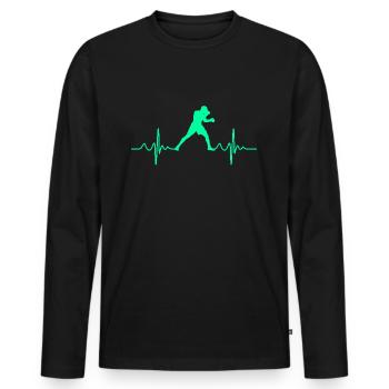 Boxe Battement de cœur Boxe - T-shirt manches longues Premium bio Homme - noir - Devant - Nico (187cm)