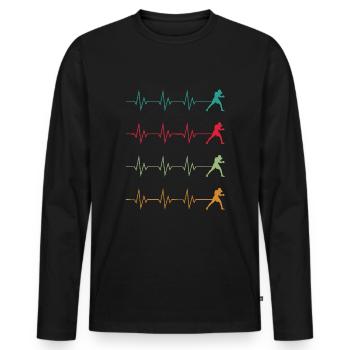 Boxeur Boxeur Heartbeat - T-shirt manches longues Premium bio Homme - noir - Devant - Nico (187cm)
