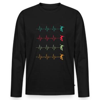 Skater Stunt Battement de cœur - T-shirt manches longues Premium bio Homme - noir - Devant - Nico (187cm)