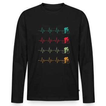 Radfahrer Herzschlag Herzschlag Fahrrad T-Shirt - Männer Premium Bio Langarmshirt - Schwarz - Vorne - Nico (187cm)