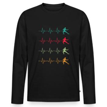 Escrime ECG Battement de cœur Escrimeur - T-shirt manches longues Premium bio Homme - noir - Devant - Nico (187cm)