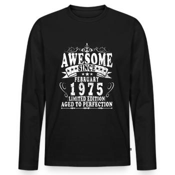 50 ans d’Awesome depuis février 1975 - T-shirt manches longues Premium bio Homme - noir - Devant - Nico (187cm)