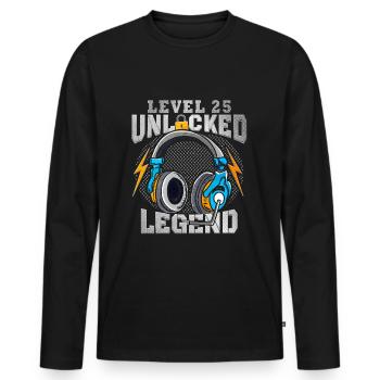 25. Geburtstag Geburtstagsgeschenk Gamer 25 Jahre - Männer Premium Bio Langarmshirt - Schwarz - Vorne - Nico (187cm)