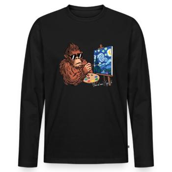 Van Gogh Sternennacht Starry Night Bigfoot - Men's Premium Organic Long Sleeve Shirt - black - Front - Nico (187cm)