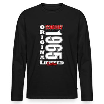 Février 1965 Février Anniversaire Février 1965 - T-shirt manches longues Premium bio Homme - noir - Devant - Nico (187cm)
