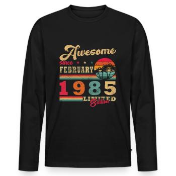Février 1985, 40e anniversaire 1985 40e février - T-shirt manches longues Premium bio Homme - noir - Devant - Nico (187cm)