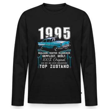 Oldtimer 1995 Jahrgang 1995 Geburtstag 1995 - Männer Premium Bio Langarmshirt - Schwarz - Vorne - Nico (187cm)