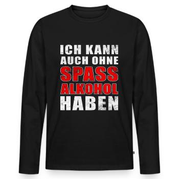 Alkohol | Spruch | Geschenkidee - Männer Premium Bio Langarmshirt - Schwarz - Vorne - Nico (187cm)