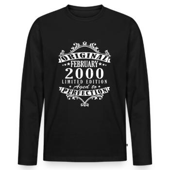 Février 2000 Anniversaire Février 2000 Février - T-shirt manches longues Premium bio Homme - noir - Devant - Nico (187cm)