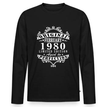 February 1980 - February 1980 Birthday 1980 Retro - Men's Premium Organic Long Sleeve Shirt - black - Front - Nico (187cm)