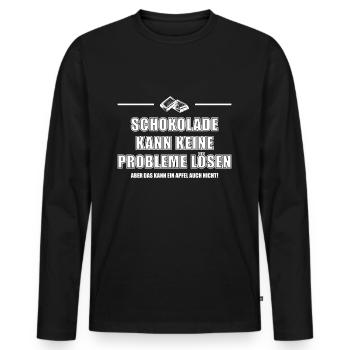 Chocolate can't solve problems - Men's Premium Organic Long Sleeve Shirt - black - Front - Nico (187cm)