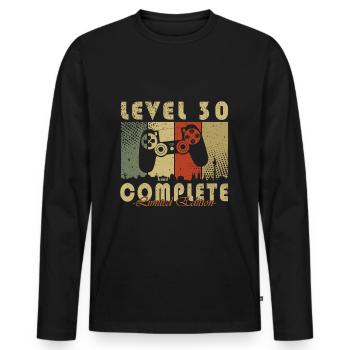 Niveau 30 débloqué, 30e anniversaire - 30 ans - T-shirt manches longues Premium bio Homme - noir - Devant - Nico (187cm)